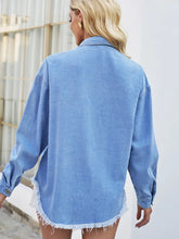 Load image into Gallery viewer, Beaded Frayed Oversized Denim Shirt