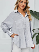 Load image into Gallery viewer, Loose-Fit Pleated Cuff Striped Shirt