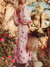 Load image into Gallery viewer, Pastel Blooms Puff Sleeves Midi Dress