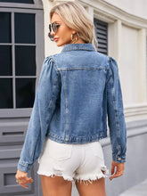 Indlæs billede til gallerivisning Washed Slim-Fit Tie-Front Denim Jacket