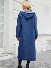 Načíst obrázek do prohlížeče Galerie, Hooded Long Denim Trench Coat