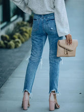 Load image into Gallery viewer, Street Style Ripped Slim-Fit Ankle-Length Jeans