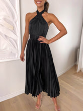 Load image into Gallery viewer, Neckline Pleated Vacation Party Midi Dresses