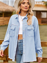 Load image into Gallery viewer, Frayed Hem Washed Denim Fringe Shirt