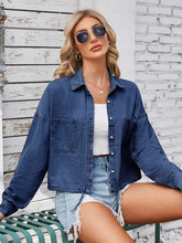 Load image into Gallery viewer, Spring Tie-Waist Washed Denim Shirt