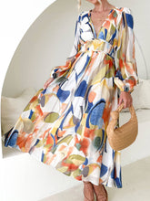 Load image into Gallery viewer, Colorful Geometric Pattern Maxi Dress