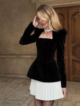 Load image into Gallery viewer, Velvet Pleated Colorblock Dress