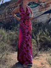 Görseli Galeri görüntüleyiciye yükleyin, Printed Sleeveless V-Neck Maxi Dress