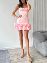 Load image into Gallery viewer, Draped Ruffle Mini Bustier Dress