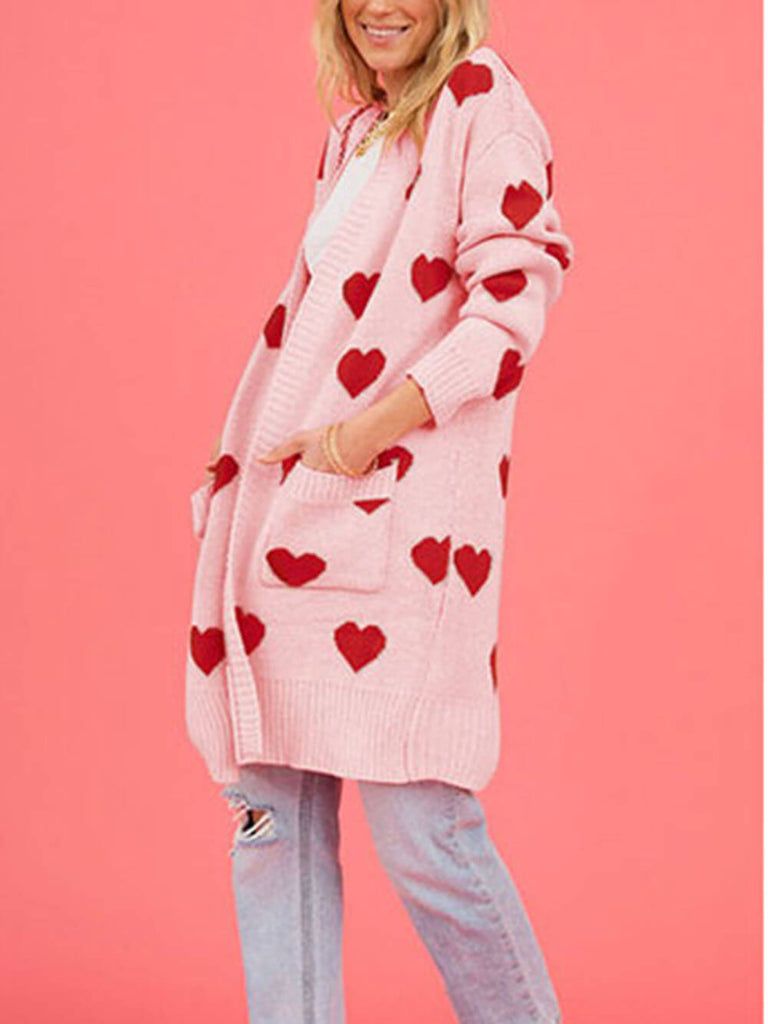 Cardigan tricoté en forme de cœur pour la Saint-Valentin