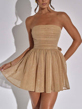 Load image into Gallery viewer, Sequin Bow Strapless Mini Dress