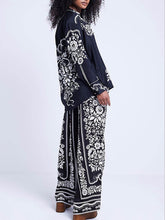 Load image into Gallery viewer, Unique Western Floral Print Elastic Pocket Wide Leg Pants