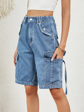Load image into Gallery viewer, Washed Denim Cargo Shorts