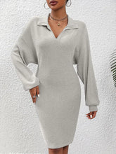 Load image into Gallery viewer, Knit Long-Sleeve V-Neck Bodycon Dress