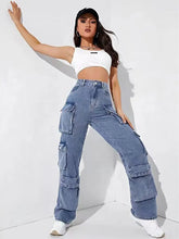 Load image into Gallery viewer, Multi-Pocket Denim Cargo Pants