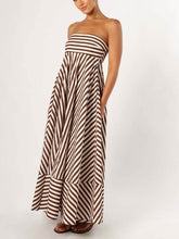 Carregar imagem no visualizador da galeria, Elegant Bandeau Stripe Color Blocking Strapless Maxi Dress