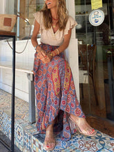 Indlæs billede til gallerivisning Bohemian Print Elastic Waist Tassel Maxi Skirt