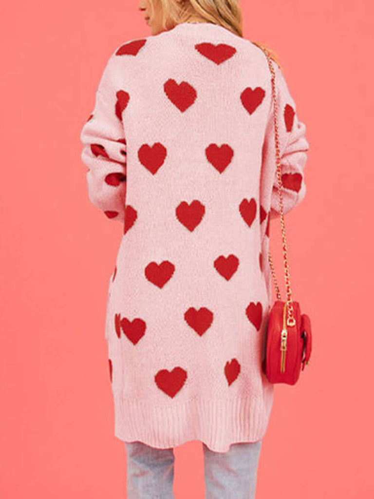 Cardigan tricoté en forme de cœur pour la Saint-Valentin