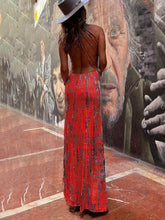 Load image into Gallery viewer, Tie-dye Print Back Lace-up Stretch Maxi Dress