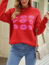 画像をギャラリービューアに読み込む, Valentine Heart Lips Knit Sweater