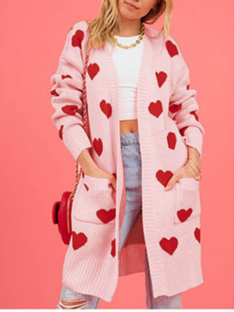 Cardigan tricoté en forme de cœur pour la Saint-Valentin