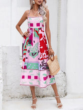 Load image into Gallery viewer, Patchwork Slip Maxi Dress: Abstract Colorful Printed