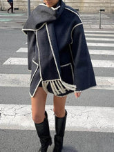 Indlæs billede til gallerivisning Draped Fringed Blend Jacket With Scarf