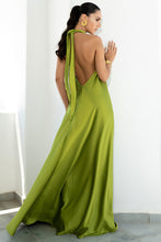 Load image into Gallery viewer, Satin  Elegant Maxi long Dress: Backless Halter Neck