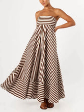 Carregar imagem no visualizador da galeria, Elegant Bandeau Stripe Color Blocking Strapless Maxi Dress