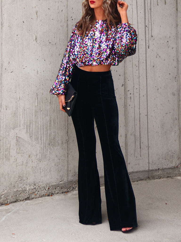 Always A Celebration Sequin Crop Top