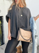 Indlæs billede til gallerivisning Roll Up Sleeve Studded Oversized Tee