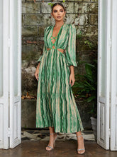 Görseli Galeri görüntüleyiciye yükleyin, V-Neck Floral Lantern Sleeve Dress