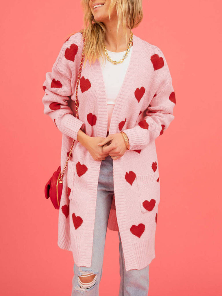 Cardigan tricoté en forme de cœur pour la Saint-Valentin