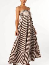 Carregar imagem no visualizador da galeria, Elegant Bandeau Stripe Color Blocking Strapless Maxi Dress