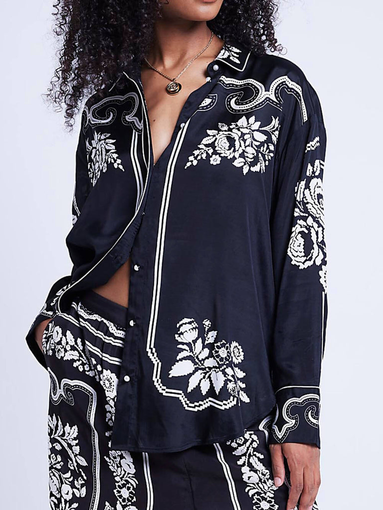 Unique Western Floral Print Oversized Loose set