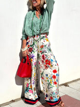 Load image into Gallery viewer, Floral Unique Print Elastic Waist Pocketed Wide Leg Pants-Set