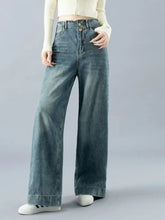 Load image into Gallery viewer, High-Waisted Wide-Legged Denim