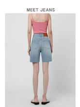 Load image into Gallery viewer, High-Waist Stretch Denim Shorts