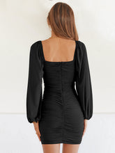 Load image into Gallery viewer, Mesh Pleated Long-Sleeve Mini Dress