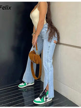 Load image into Gallery viewer, High-Waist Split Denim