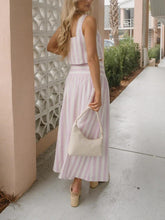 Load image into Gallery viewer, Pink And White Striped Skirt Set