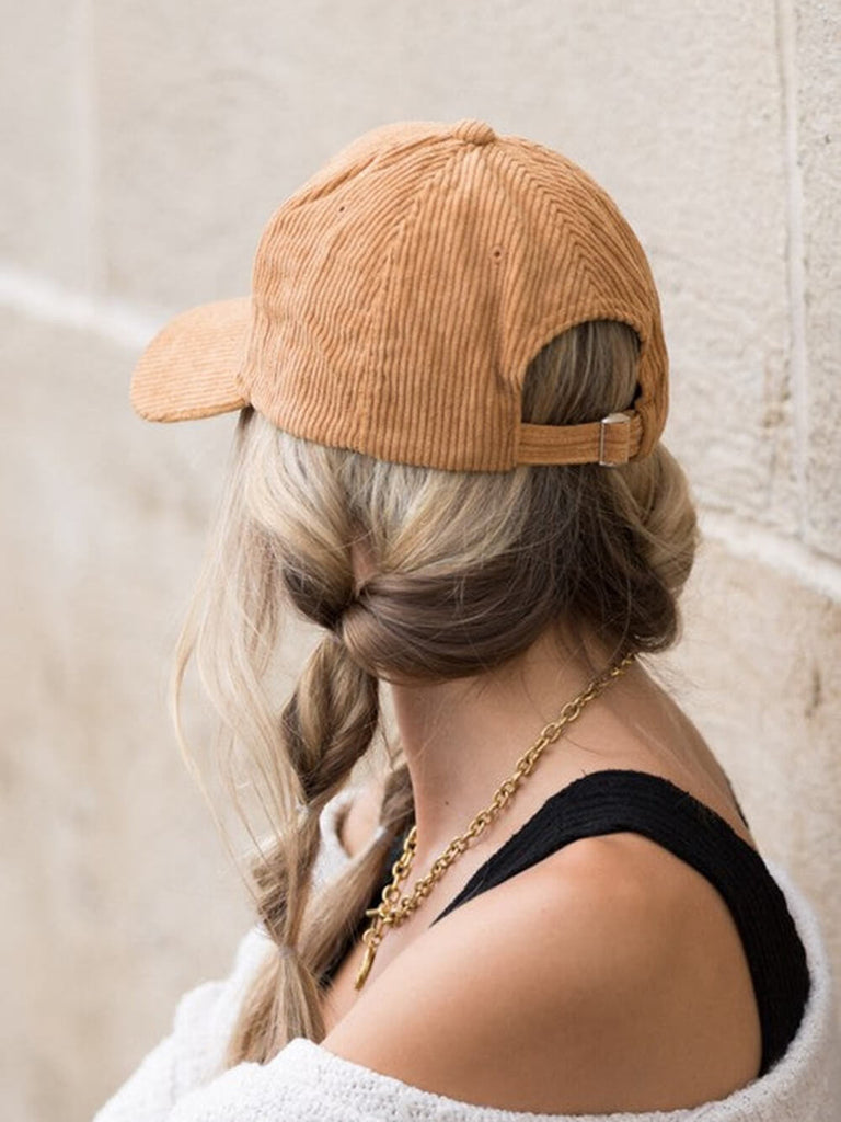 Casquette boyfriend en velours côtelé