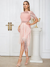Load image into Gallery viewer, Mesh Fringe Bandage Dress