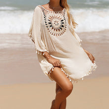 Load image into Gallery viewer, Hand Crochet Loose Fringe Sunflower Beach Blouse Cover Up