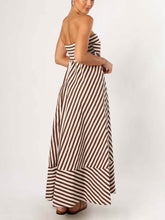 Carregar imagem no visualizador da galeria, Elegant Bandeau Stripe Color Blocking Strapless Maxi Dress