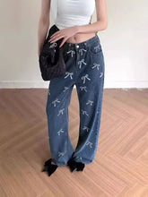Load image into Gallery viewer, Bow Print Denim Pants