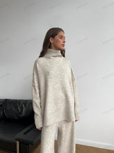 Načíst obrázek do prohlížeče Galerie, Turtleneck Split Sweater Loose Knit Pants Set