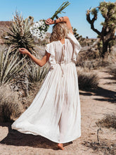 Carica l&#39;immagine nel visualizzatore di Gallery, Button Cotton Linen Perfect Beach Boho Maxi Dress