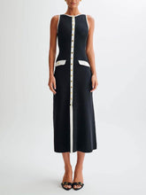 Load image into Gallery viewer, Elegant Crew Neck Buttoned Sleeveless Knit Midi Dress