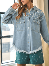 Load image into Gallery viewer, Super Pearl Girl Oversized Denim Shacket